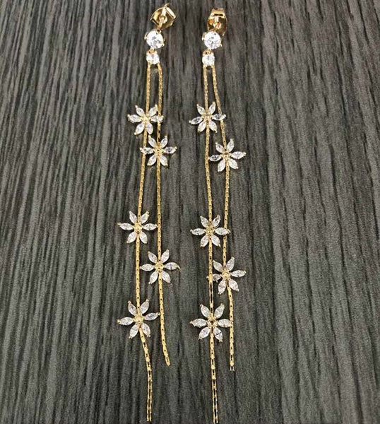 Theia Flora CZ Flower Vine Earring