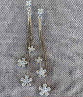 Theia Layla Flower Drop Earring in White Gold with Clear CZ