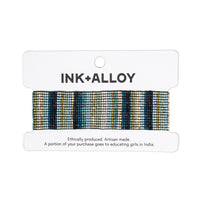 Ink + Alloy Kenzie Vertical Stripes Beaded Stretch Bracelet Blue