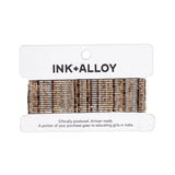 Ink + Alloy Kenzie Vertical Stripes Beaded Stretch Bracelet Mixed Metallics