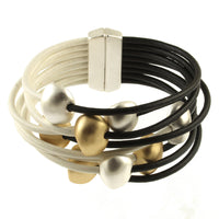 Origin Two-Tone Leather and Metal Bead Bracelet