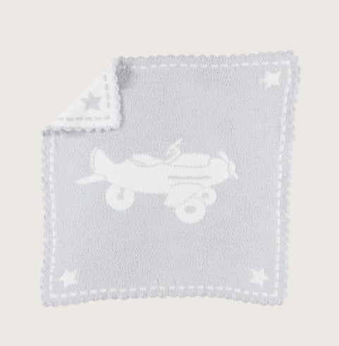 Barefoot Dreams CozyChic® Scalloped Receiving Blanket Blue/White