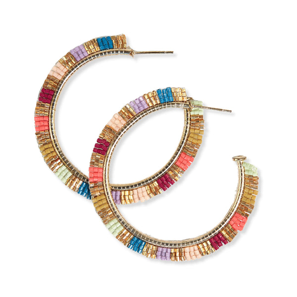 Ink + Alloy Multi Colored Nora Checkered Hoop Earrings