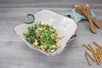 Pampa Bay Square Salad/Pasta Bowl in White with Silver Titanium