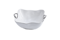 Pampa Bay Square Salad/Pasta Bowl in White with Silver Titanium