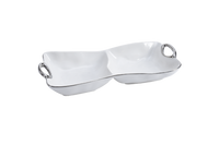 Pampa Bay Two Section Handle Server in White with Silver Titanium