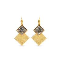By Aris Shiny Tetragon Earrings in Gold Gray
