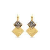 By Aris Shiny Tetragon Earrings in Gold Gray