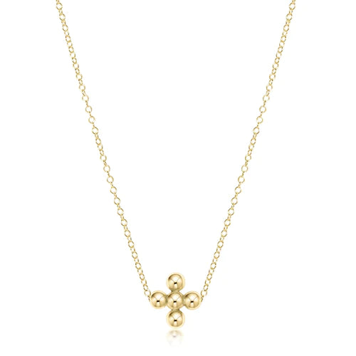 Enewton 16" Necklace Classic Beaded Signature Cross Gold Charm 4mm Bead Gold