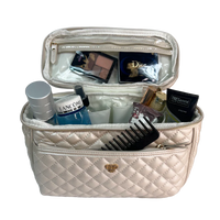 PurseN Getaway Classic Train Case in White Gold Quilted