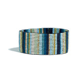 Ink + Alloy Kenzie Vertical Stripes Beaded Stretch Bracelet Blue