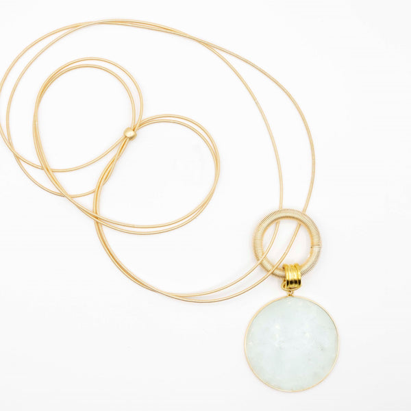 Sea Lily Long Semi-Precious Disk and Wire Necklace