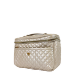 PurseN Getaway Classic Train Case in White Gold Quilted