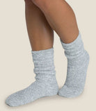 Barefoot Dreams CozyChic Heathered Socks in Blue Water/White