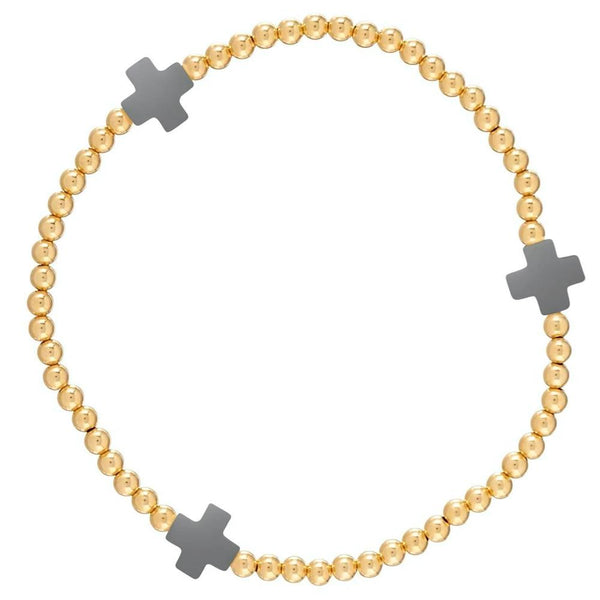 enewton Signature Cross Gold Pattern 2mm Bead Bracelet