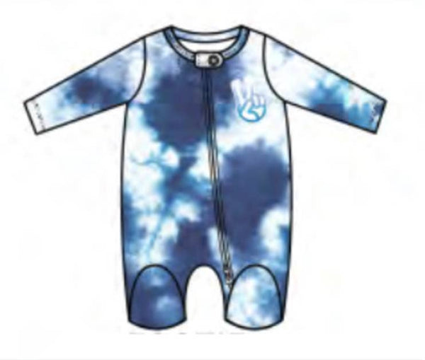 Baby Steps and Little Mish Baby Zipper Footie - Peace Out Tie Dye
