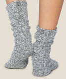 Barefoot Dreams CozyChic Heathered Socks in Graphite/White