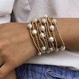 enewton Admire 3mm Gold Bead Bracelet with Pearl