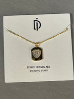 Iishii Designs Pave CZ Heart Dog Tag Necklace
