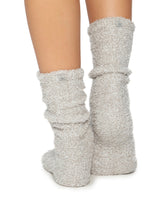 Barefoot Dreams CozyChic Heathered Socks in Oyster/White
