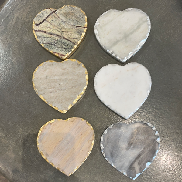 Inspired Generations Heart Coasters Silver and Gold