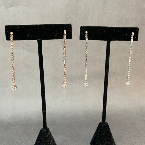 Theia Crystal Single Line Linear Drop Earring