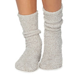 Barefoot Dreams CozyChic Heathered Socks in Oyster/White