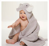 Elegant Baby Gray Elephant Hooded Baby Bath Towel