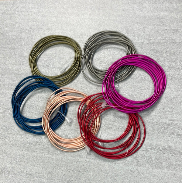LAO Set of 10 Piano Wire Bracelets