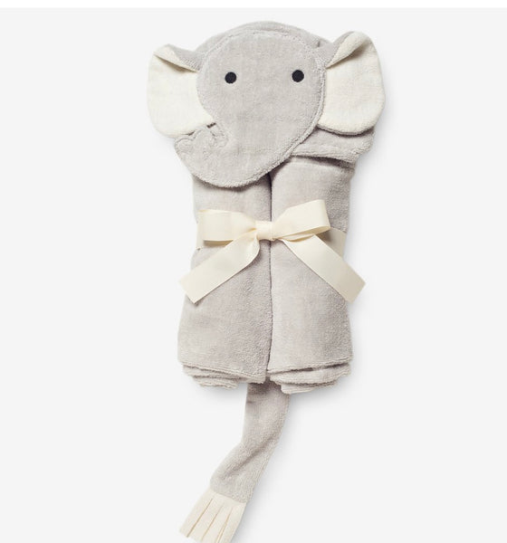 Elegant Baby Gray Elephant Hooded Baby Bath Towel