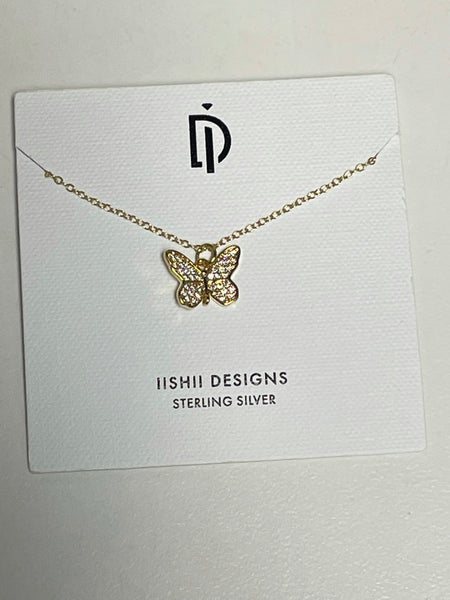 iishii Designs Pave CZ Butterfly Necklace