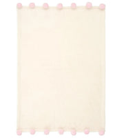 Elegant Baby Pink Poms Trim Fleece Baby Stroller Blanket