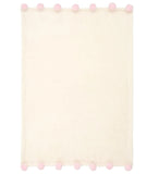 Elegant Baby Pink Poms Trim Fleece Baby Stroller Blanket