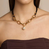 Vidda Gouthier Leather and Pearl Necklace